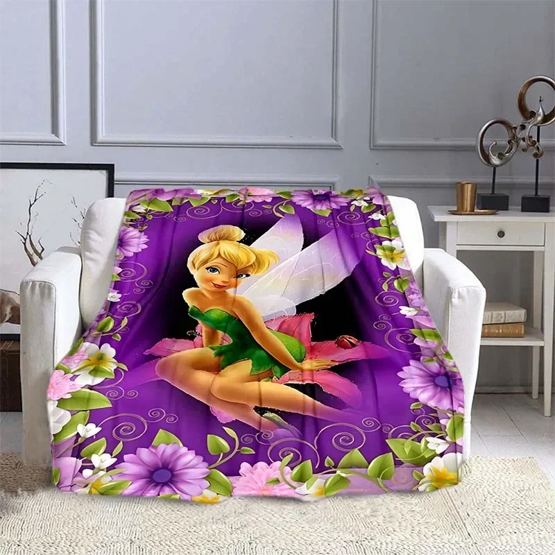 Disney Tinker Bell Blanket Cartoon Disney Quilt Warm Soft Fluffy Kid Adult Sofa Bed Throw Blanket Outdoor Travel Camping Sheet