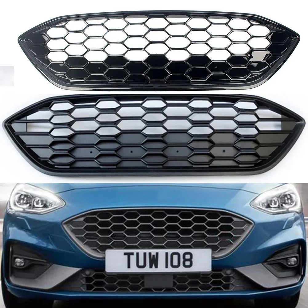 Front Bumper Grill Upper Grille Fit For Ford Focus ST-Line MK4  2019 MATTE GLOSSY Black