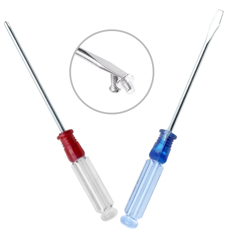 Small Cross Word /Slotted Screwdriver with Transparent Handle Mini Screwdriver Home Appliance Toy Starter 3mm