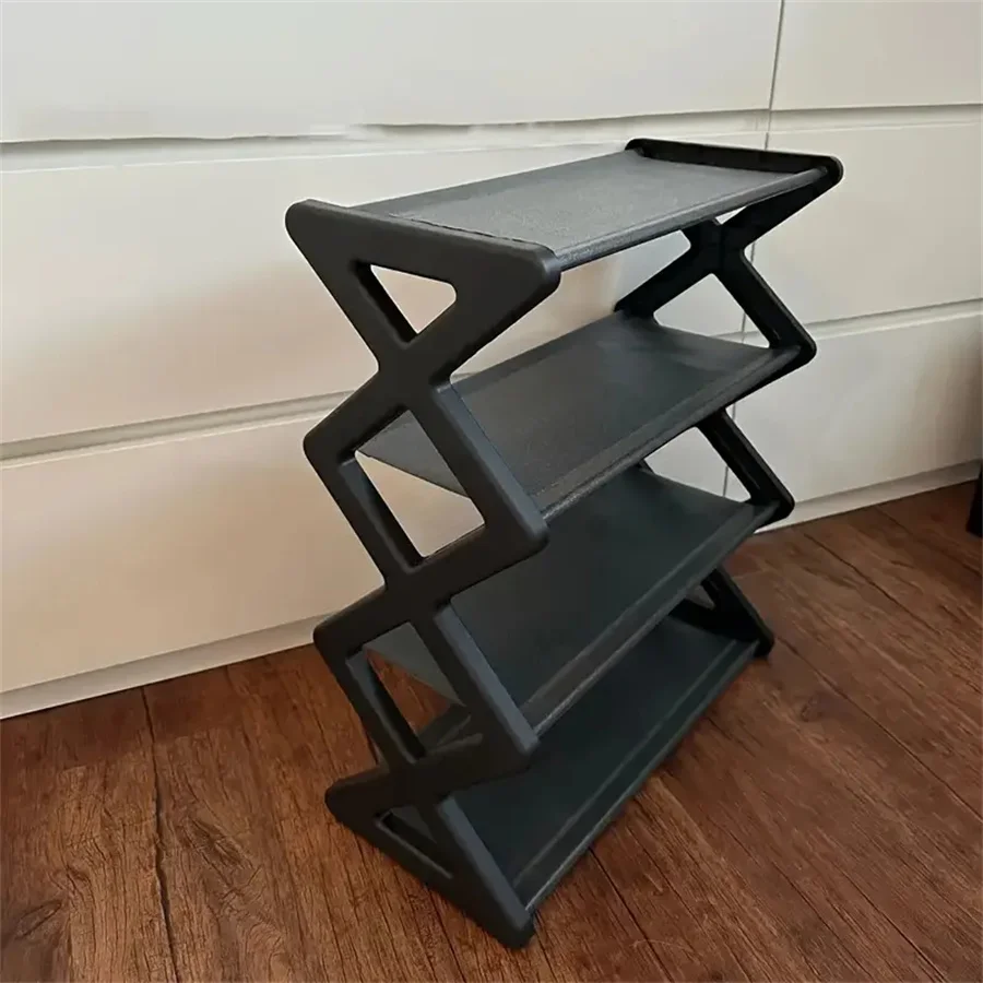 4-Tier Stackable Folding Shoe Rack Dorm Rooms Multifunctional X-shaped Dust-proof Storage Rack for Entryways Hallways Bedrooms