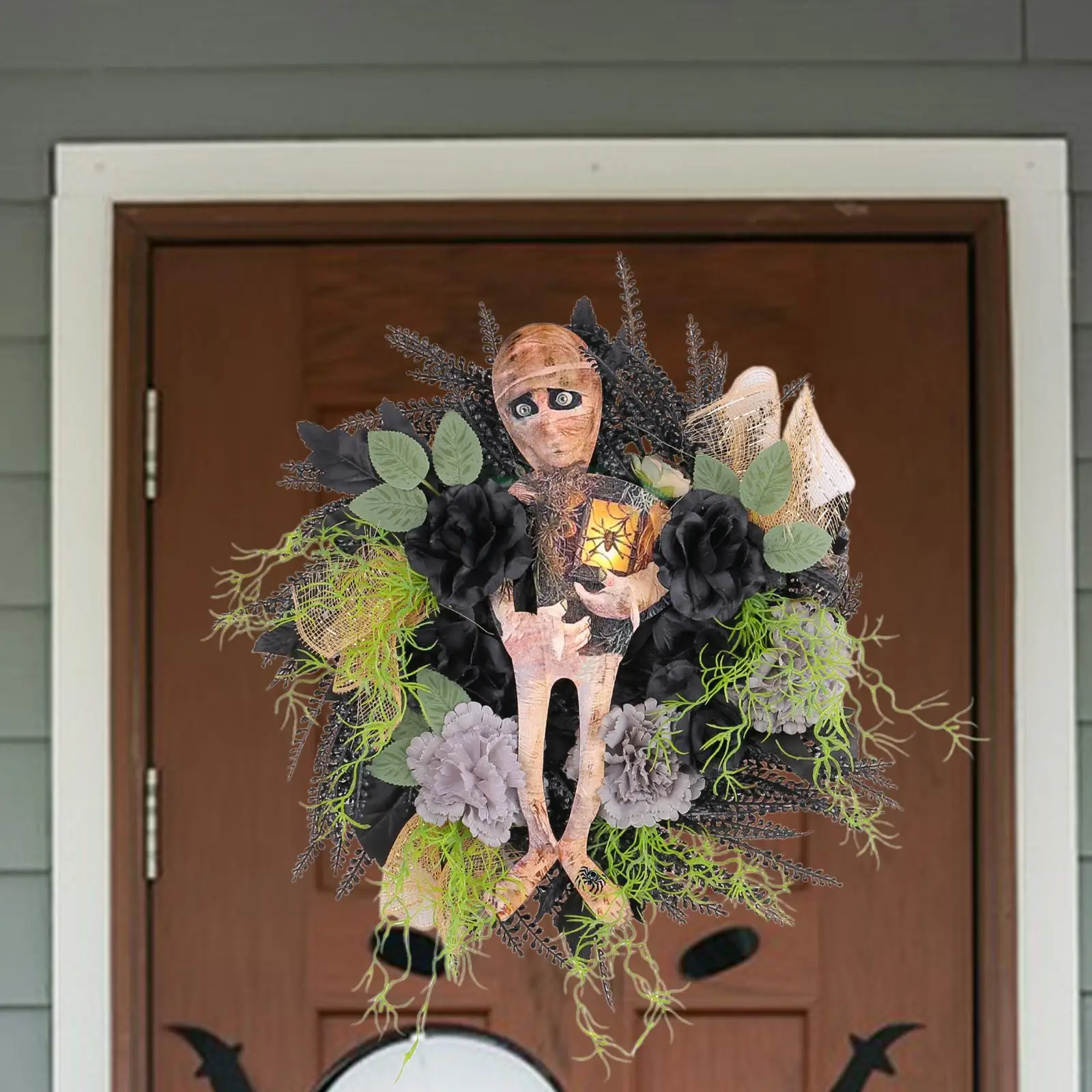 Halloween Wreath for Front Door Round 16 inch Decorative Gift Artificial Wreath for Porches Bedrooms Outdoor Living Rooms Party