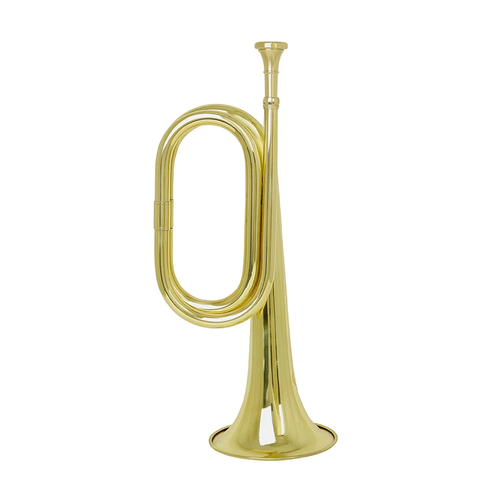 Brass Cavalry Trumpet Copper Bugle Music Instrument Kids Intellectual Vocal Toys Horn for Scouting Beginners Children Gold