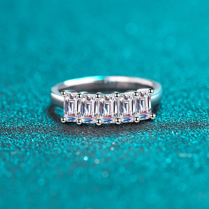 

925Sterling Silver Ring Women with Emerald Cut, Rectangular Plated Ringpt950Jin Jiezi Factory Direct