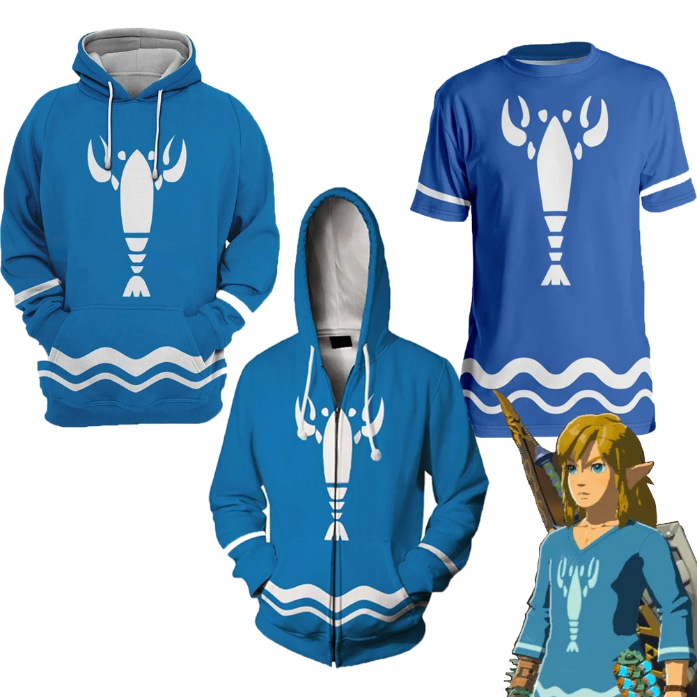 Cos Link Cosplay Kostuum Fantasy 3d Bedrukte Blauwe Pion Hoodies Sweatshirt Pullover Shirt Outfitsfor Heren Casual Streetwear Voor Dames