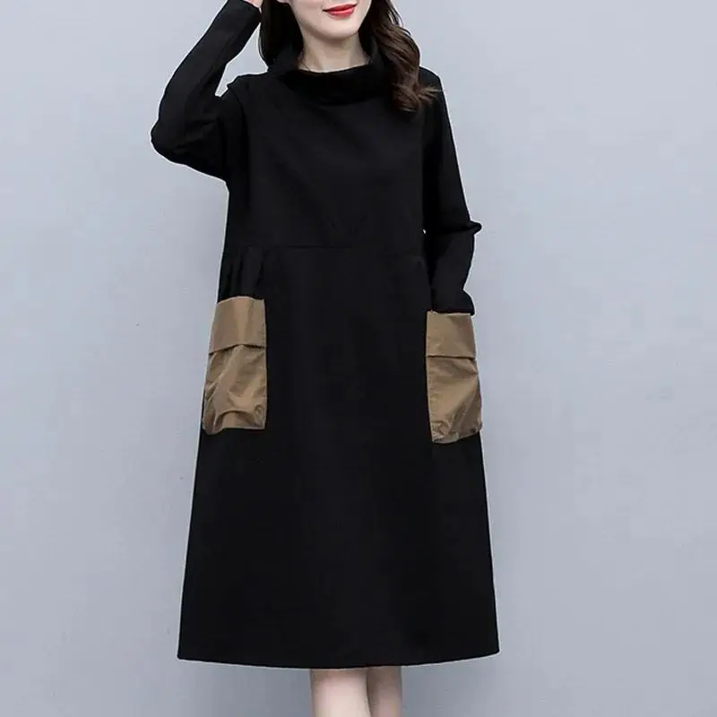 Large Plus Velvet Thick Dress for Women's Autumn and Winter New Loose and Slimming Dress