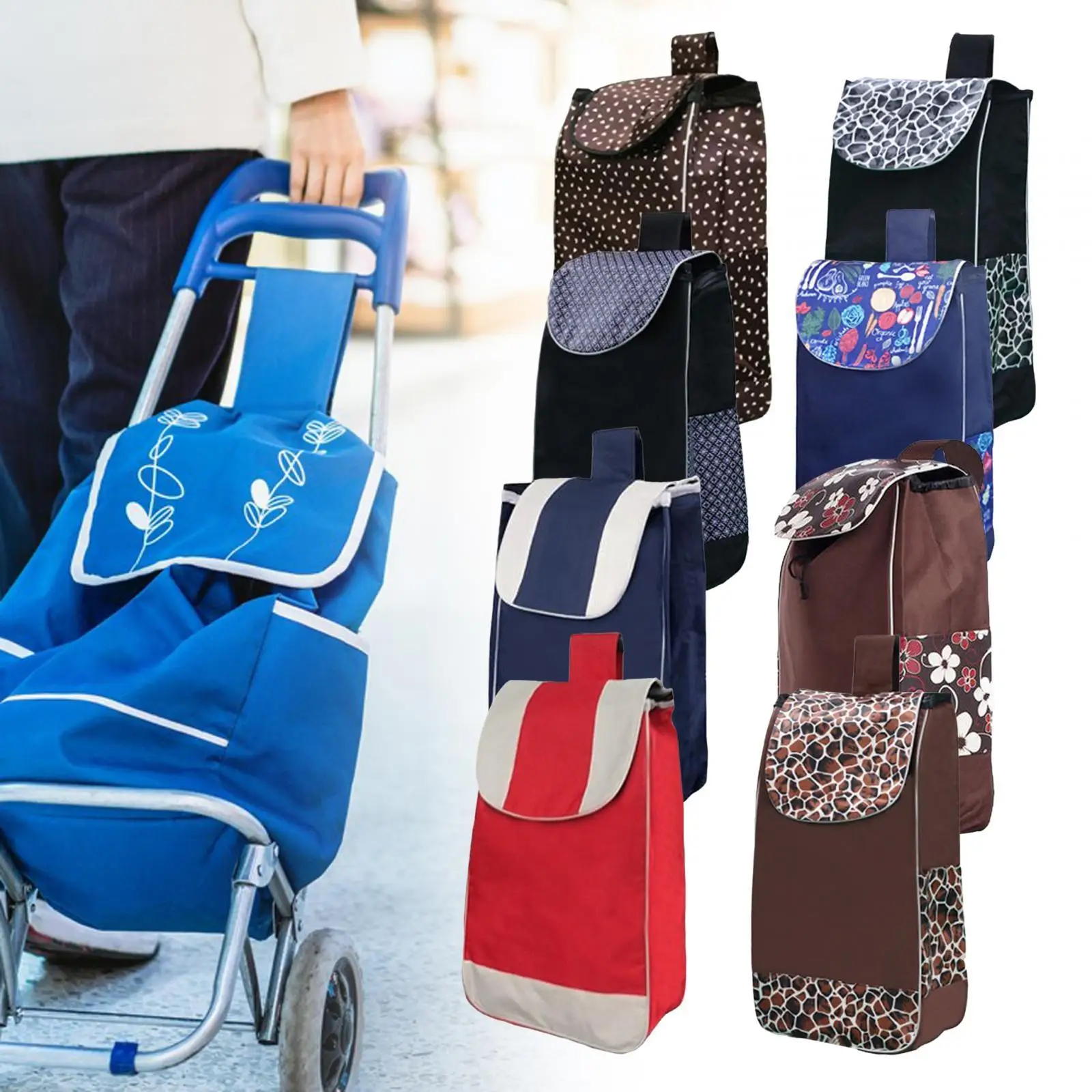 Shopping Cart Replacement Bag Storage Bag Oxford Cloth Waterproof for Grocery Cart Wearable Trolley Accessories Folding