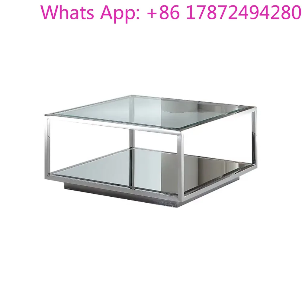 Italian Rust Steel Rectangular Coffee  Tempered Glass Modern Design Living Room Office Premium