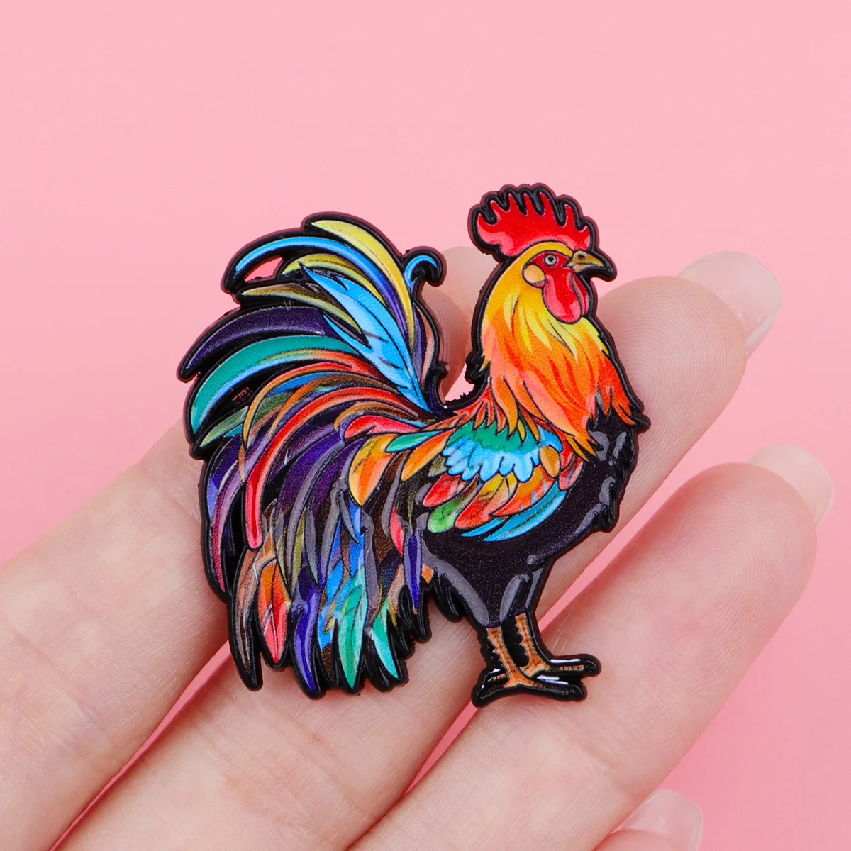 Colorful Rooster Enamel Pin Cute Chicken Brooch Lapel Pins Badge on Backpack Clothing Accessories Creative Jewelry Friends Gifts - view 3