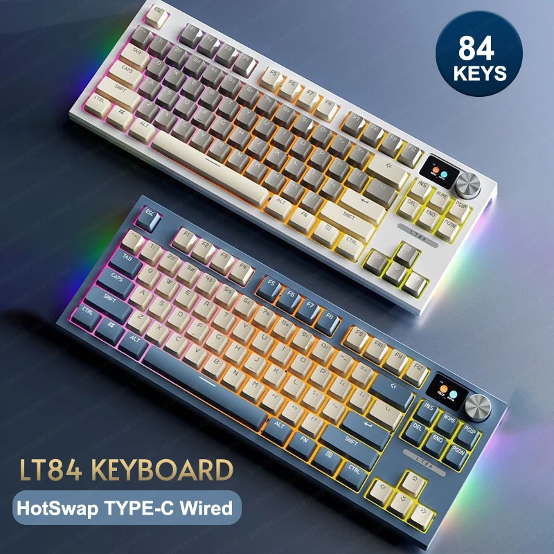 

LT84 84 Keys Hot Swap Mechanical Keyboard Colorful Backlight Type-c Wired Mechanical Gaming Keyboard Multimedia Control Knob