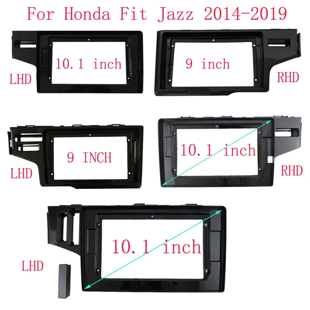 Car Radio Fascias Frame For HONDA FIT/ JAZZ 2013-2015 9/10inch Dashboard 2DIN Stereo Player Panel Harness Wire Power Cable