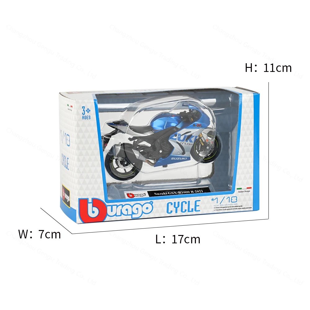 Bburago 1:18 2021 Suzuki GSX-R1000 R Static Die Cast Vehicles Collectible Motorcycle Model Toys