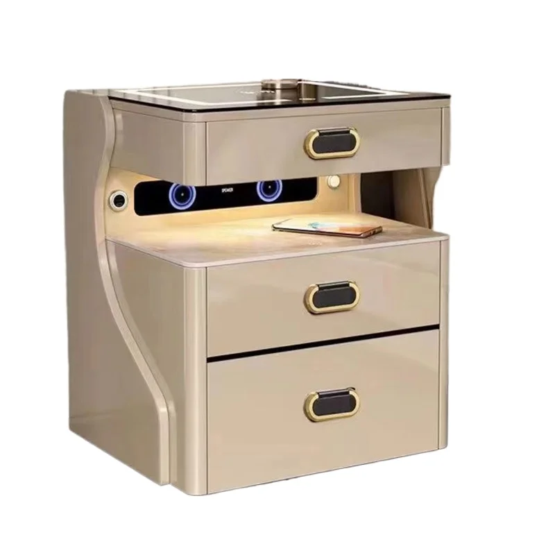 Style Modern Bluetooth Speaker Wireless Charging USB Bedside Table Modern Home Smart Invisible Storage Cabinet