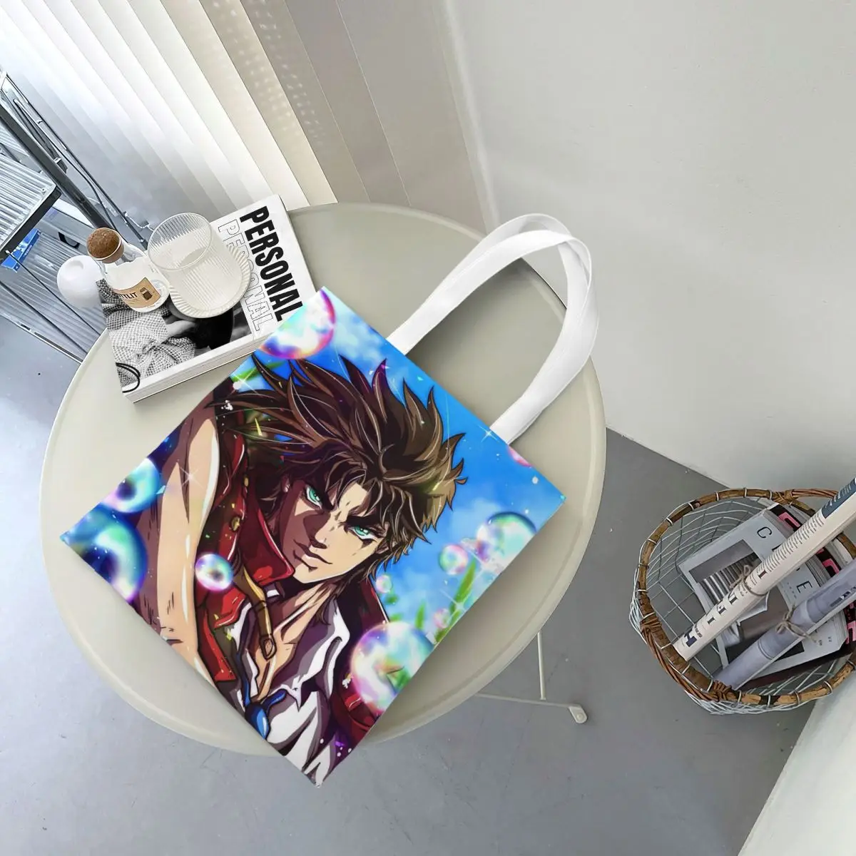 

Jojo Bizarre Adventure Joseph Joestar Shopping Bags Canvas The Tote Bag Folding for Women Shoulder Tote Travel Handbag