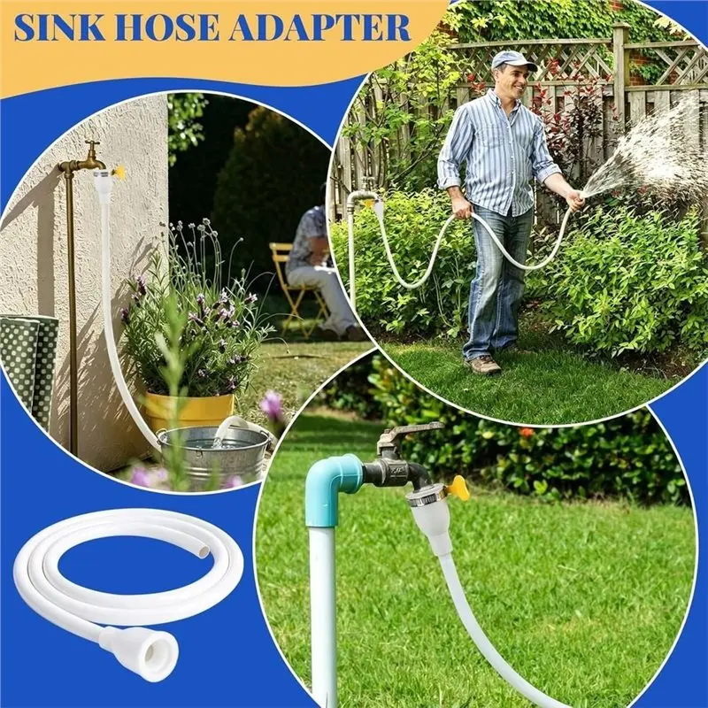 B23B Extra Long Attachment For Faucet Hose(9.8FT) And 2 Pcs PVC For Sink Adapter Connector For Faucet Hose