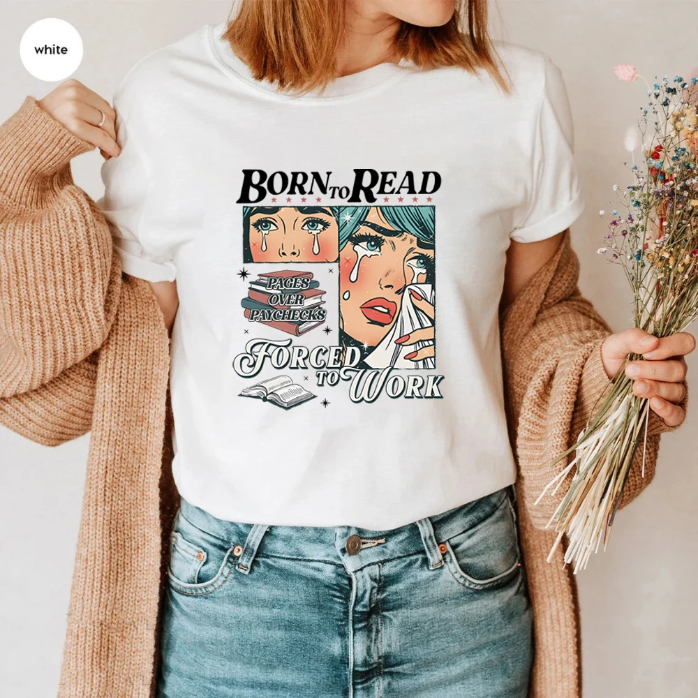 Retro Born To Read Bookish T Shirt Funny Reader Book Addict Shirts Spicy Books Short Sleeves Tops Bookish Tee Book Lover Gift