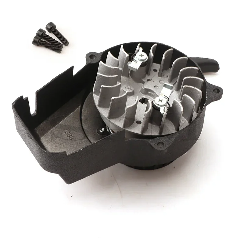 Black Pull Start+ Flywheel for 47cc 49cc 2 stroke Mini Pocket Scooter Dirt Bike ATV recoil starter puller