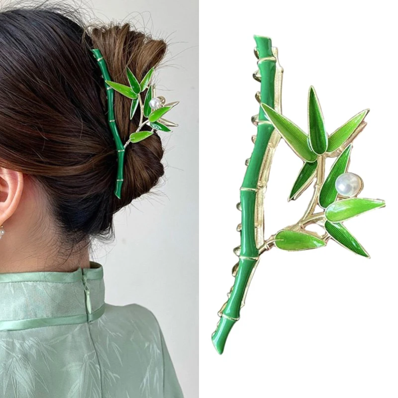 

Retro Bamboo Hair Clips Bamboo Metal High-end Niche Design Hair Accessories For Women Chinese Style Bamboo Hair Clip Shark Clip