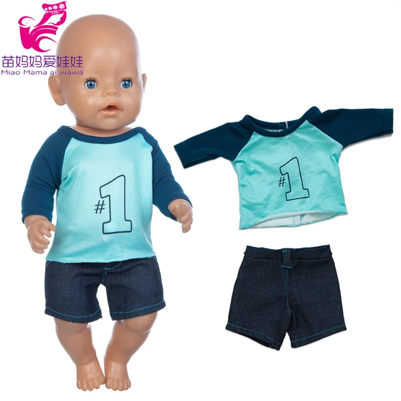 Poppenkleertjes 40 cm BabyDoll Jongen Blauwe Rompertjes Sokken Hoed Set voor 40 Cm Reborn Babypop Draagt