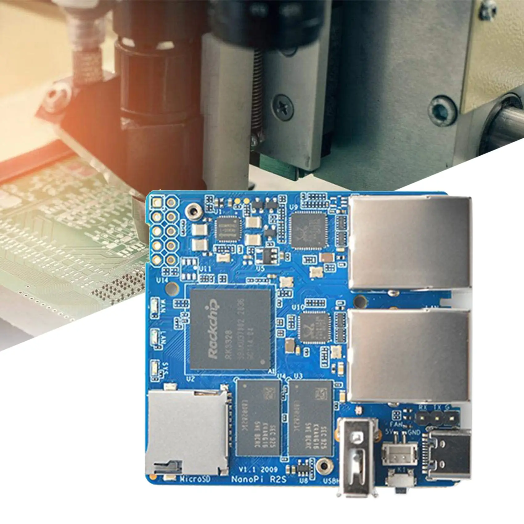 B04B-For Nanopi R2S For MINI Router Single Board Dual Gigabit Ethernet Ports 1GB DDR4 RAM Openwrt/LEDE Development Board
