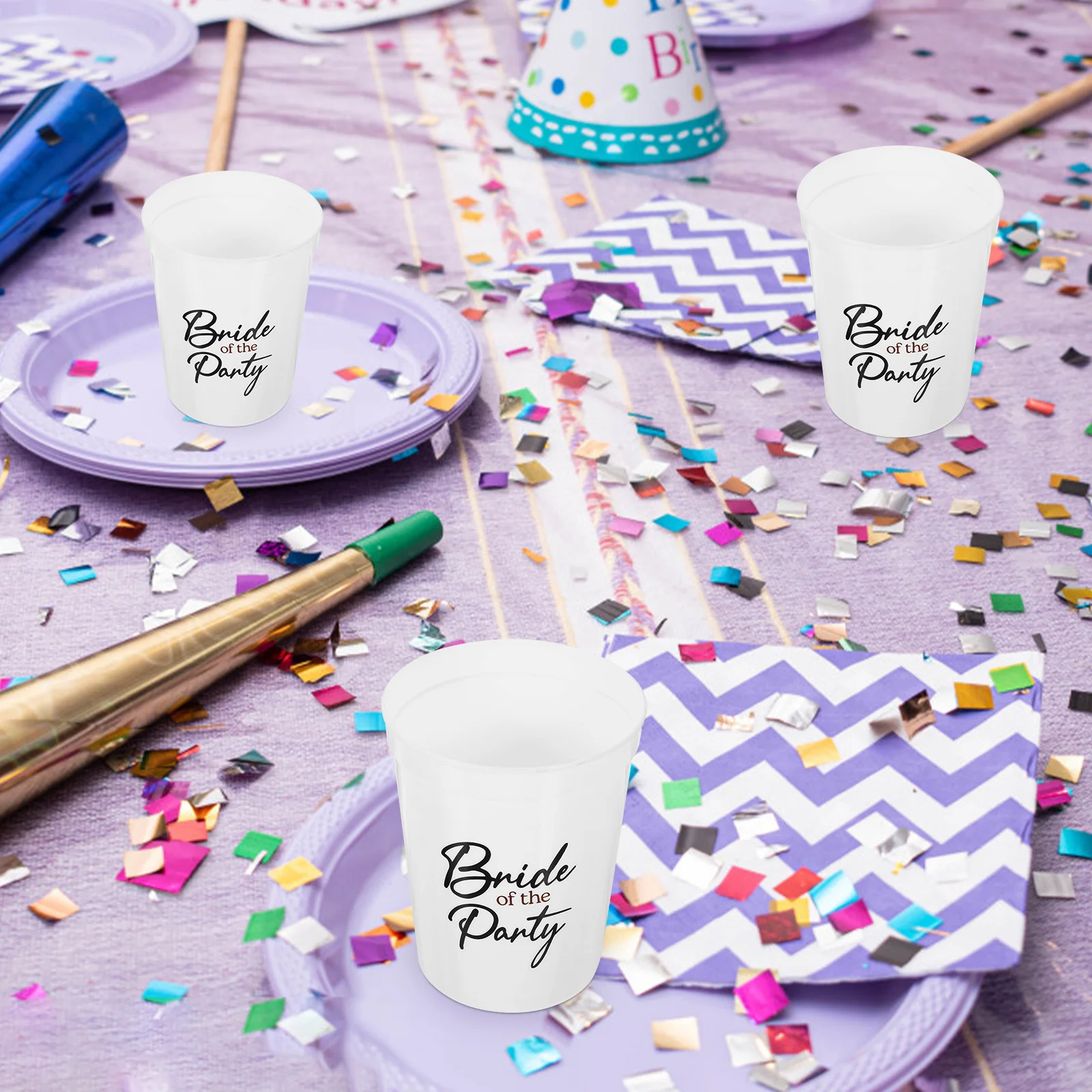 

4pcs Shatterproof Juice Cups Unbreakable Reusable Plastic Drinking Party Supplies Bride Pattern Wedding Dance Events Beverages