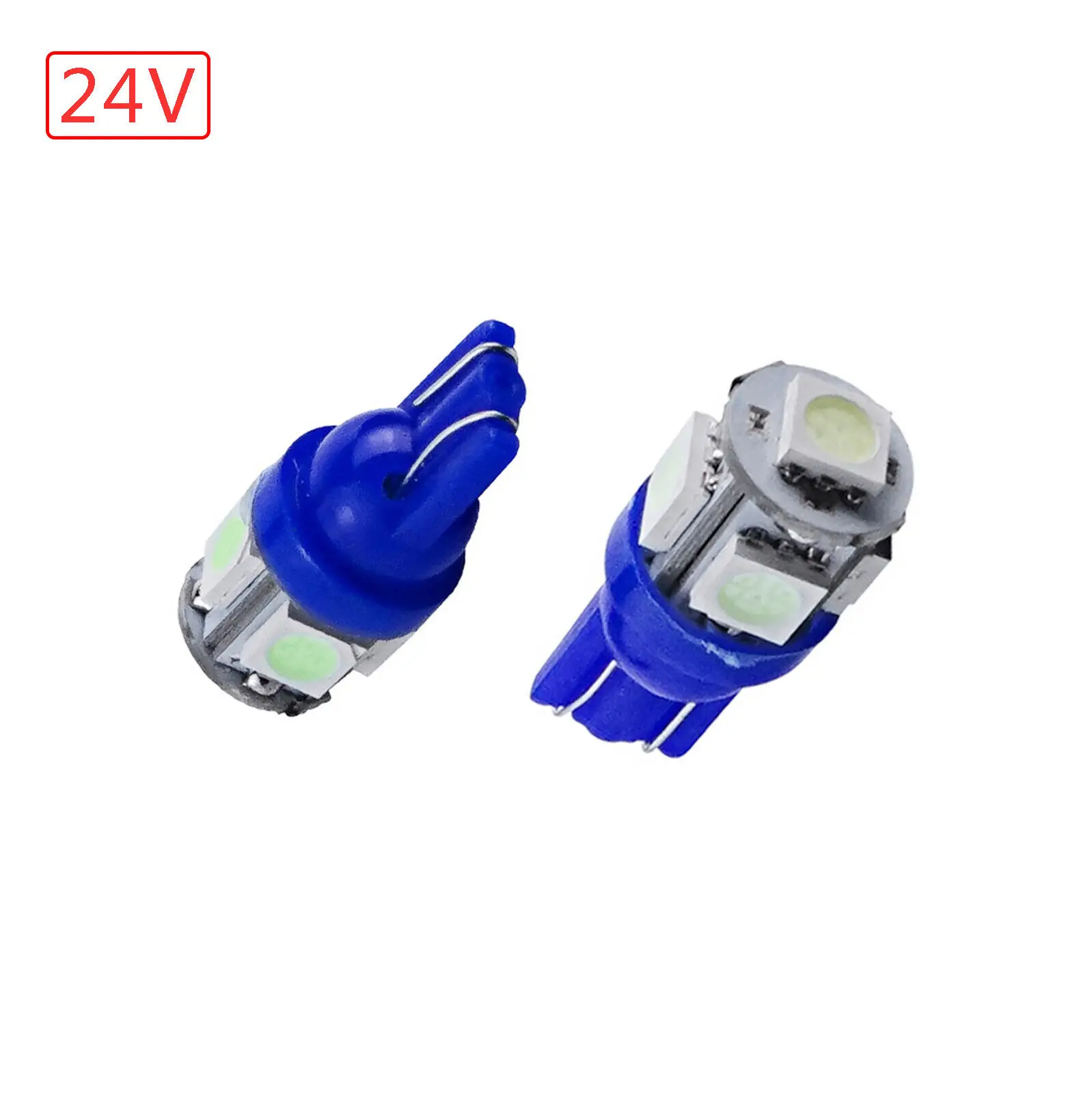 

501 T10 507 W5W 5 SMD Wedge LED Bulb Side Light Capless HGV Truck Lamp 24V Blue