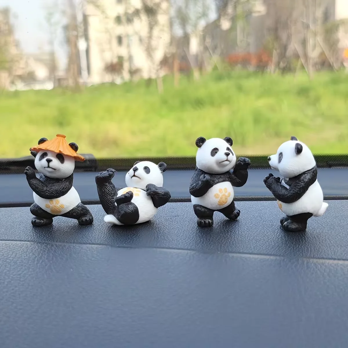 4pcs/set Panda Design Car Ornaments Car Center Console Ornaments Office Desk Ornaments Small Car Interior Decoration