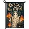 Halloween Decorations - Halloween Boo Magic Lives Here Halloween Garden Flag Double Sided Backdrop Banner for Garden Yard Po jjp