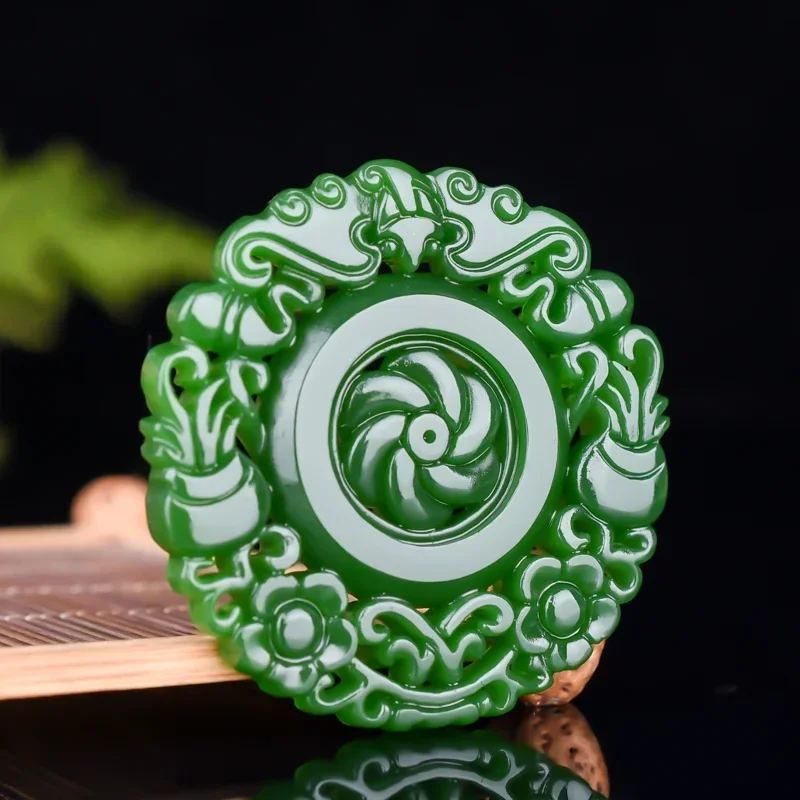 

Natural Green Hand Carved Transhipment Brand Jade Pendant Fashion Jewelry Men's and Women's Necklace Gift Accessories