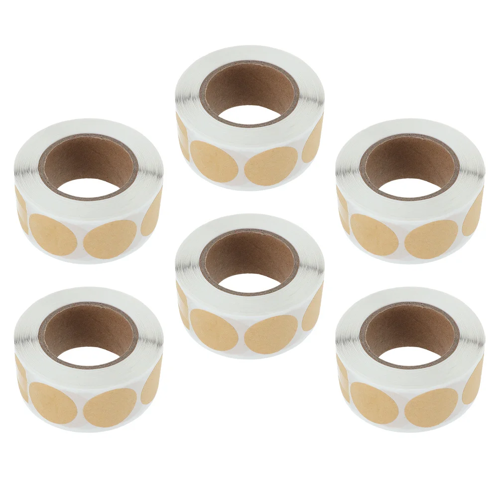 สติกเกอร์ปิดผนึกกระดาษคราฟท์ทรงกลม 3 ม้วน ฉลากกาวเขียนได้สำหรับบรรจุภัณฑ์ของขวัญ ซองจดหมาย กล่อง สมุดภาพอเนกประสงค์