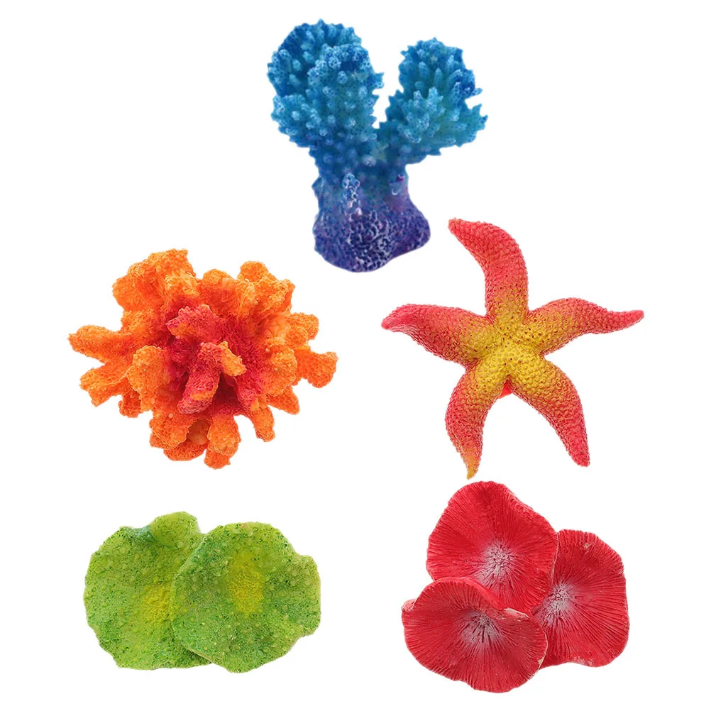 

5Pcs Delicate Artificial Plant Resin Coral Decor Fish Tank Aquarium Flower Landscape Decoration Safe Material Realistic Modeling