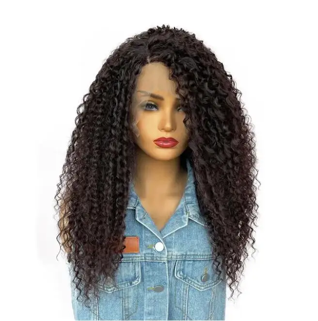 Lace Front Wig Synthetic Brown Black Wigs for Black Women High Temperature Fiber Curly Wig