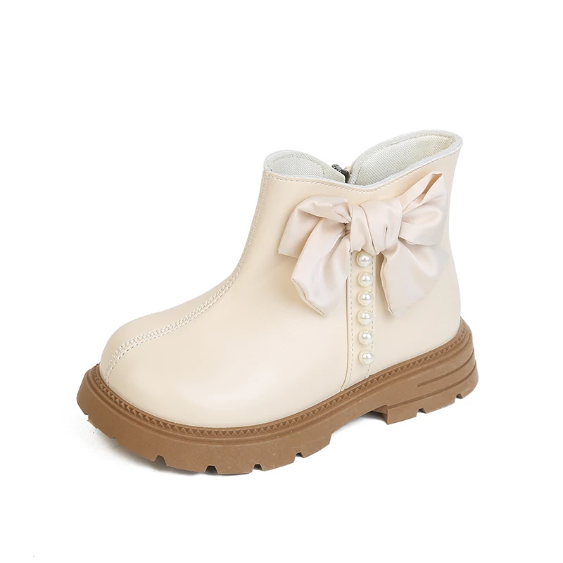 2026 Mädchen-Stiefeletten aus kombinierten Stoffen mit seitlichem Reißverschluss und Schnallendekor, rutschfester, dicker Sohle, kurze Stiefel für den täglichen Gebrauch im Herbst – Detail 2