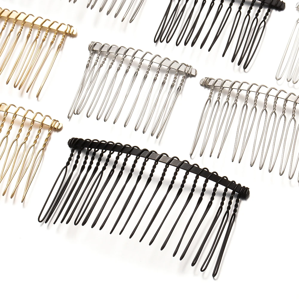 10pcs 10/12/15/20/30 Teeth Metal Hair Clip Comb Base Chinese Accessories for Pin Headdresses Headband Jewelry Wedding Decorative