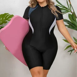 New Zipper Plus Size Swimwear Women One Piece Swimsuit Large Surfing Wetsuit Chubby Bathing Suit Beachwear Thong Monokini 4XL