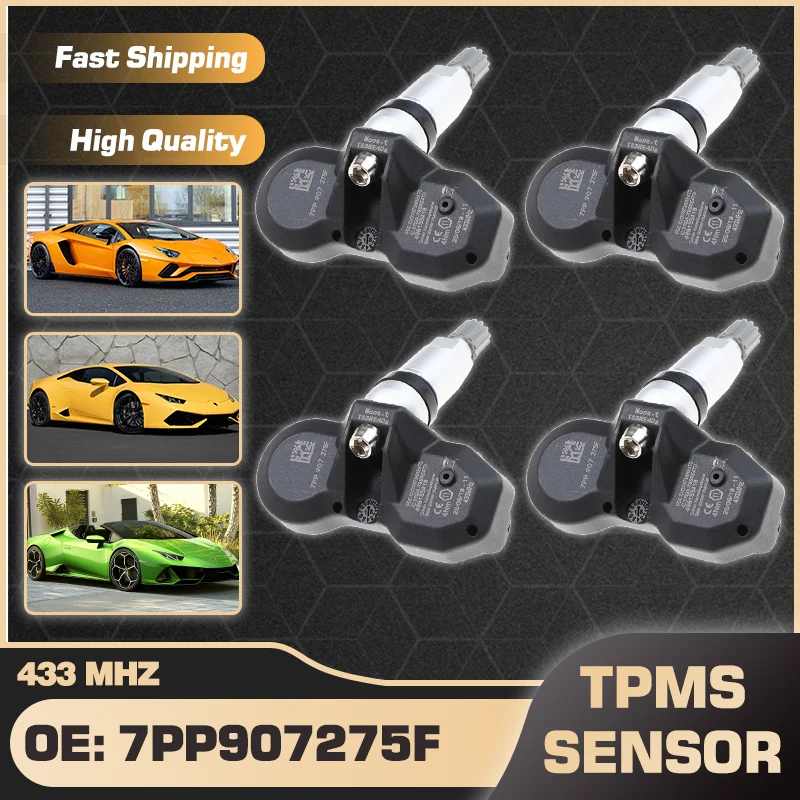 1/4PCS 433 MHz Car Tire Pressure Sensor For Lamborghini Aventador Lamborghini Gallardo Lamborghini Huracan 2014-2022 7PP907275F