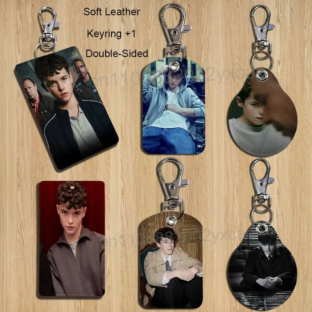 

Adolescence Adulthood Owen Cooper Rectangle ID Card Keychain Access Card Bag Key Tag Ring Leather Card Holder Key Ring Access