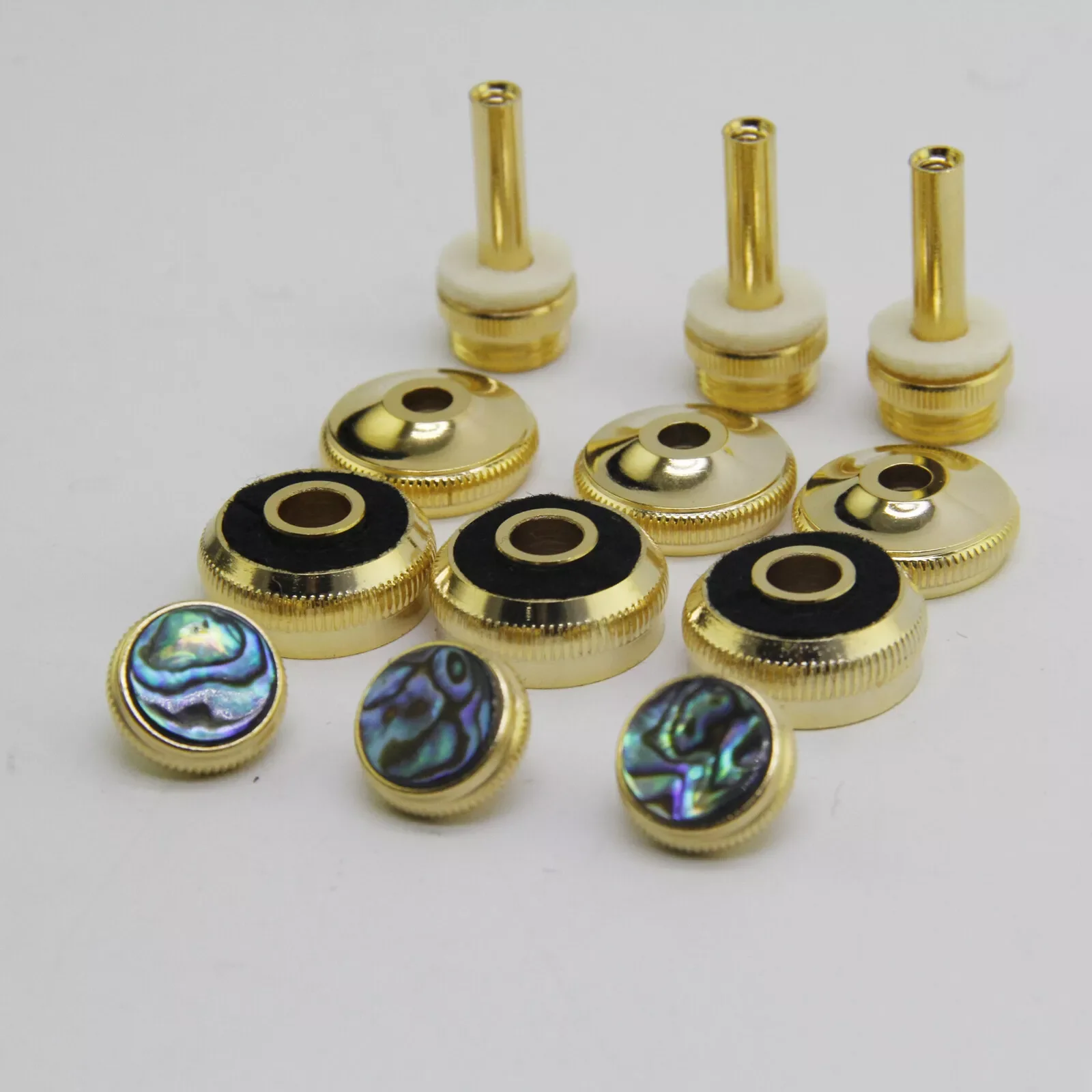 1 set Baja Tromba Copri pistone Chiave biella Pulsante abalone Dorato