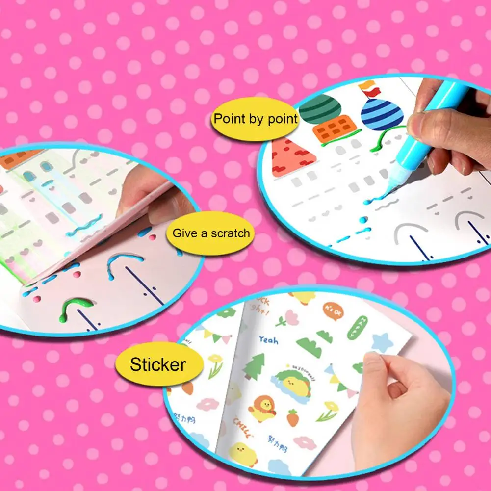 Kids Scratch Painting Kit Educational Art Kit for Toddlers Diy Painting Set with Pens Stickers Scraper for Boys