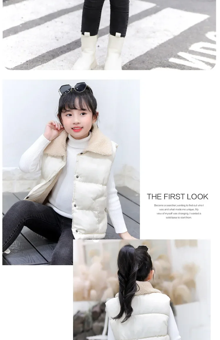 Baby-Weste Kinder-Oberteil Herbst Winter Einfarbig Lammfleece Dicke Baumwolle Ärmellose Weste Kleinkind Baumwolljacke dicke Ärmellose Weste – Detail 7