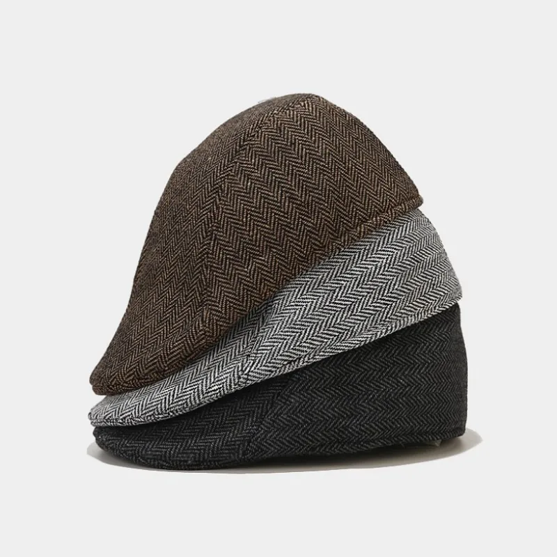 Retro Men Berets Winter British Style  Linen Hats England Male Cap Peaked Painter Warm Bonnet for Men Apparel Accessories