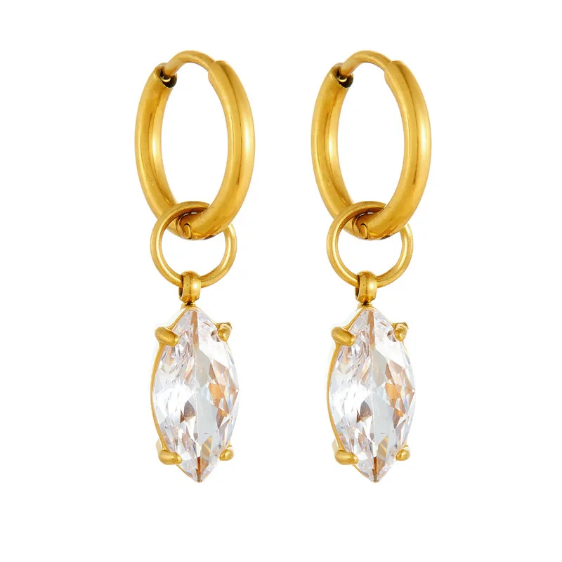 

Apexelle Brand Exquisite Jewelry Titanium Steel Earrings Inlaid Rhombus Zircon Drop Ear Earring Fashion Versatile Jewelry