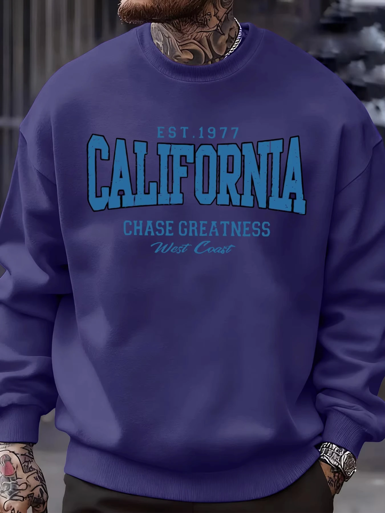 2026 California Chasing Greatness Pattern Men Sweatshirt Hip Hop Street Sportswear Fashion Fleece Pullover Soft Oversize Clothes