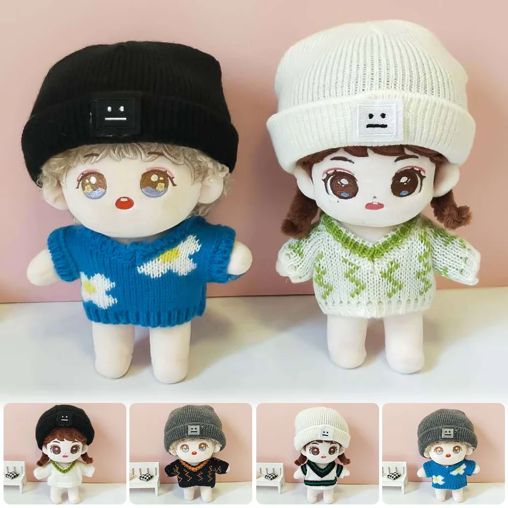 20CM Cotton Doll Rompers Beanies Cartoon Plush Dolls Replacement Outfit Lolita Dress Playing House Doll Accessories Mini Clothes