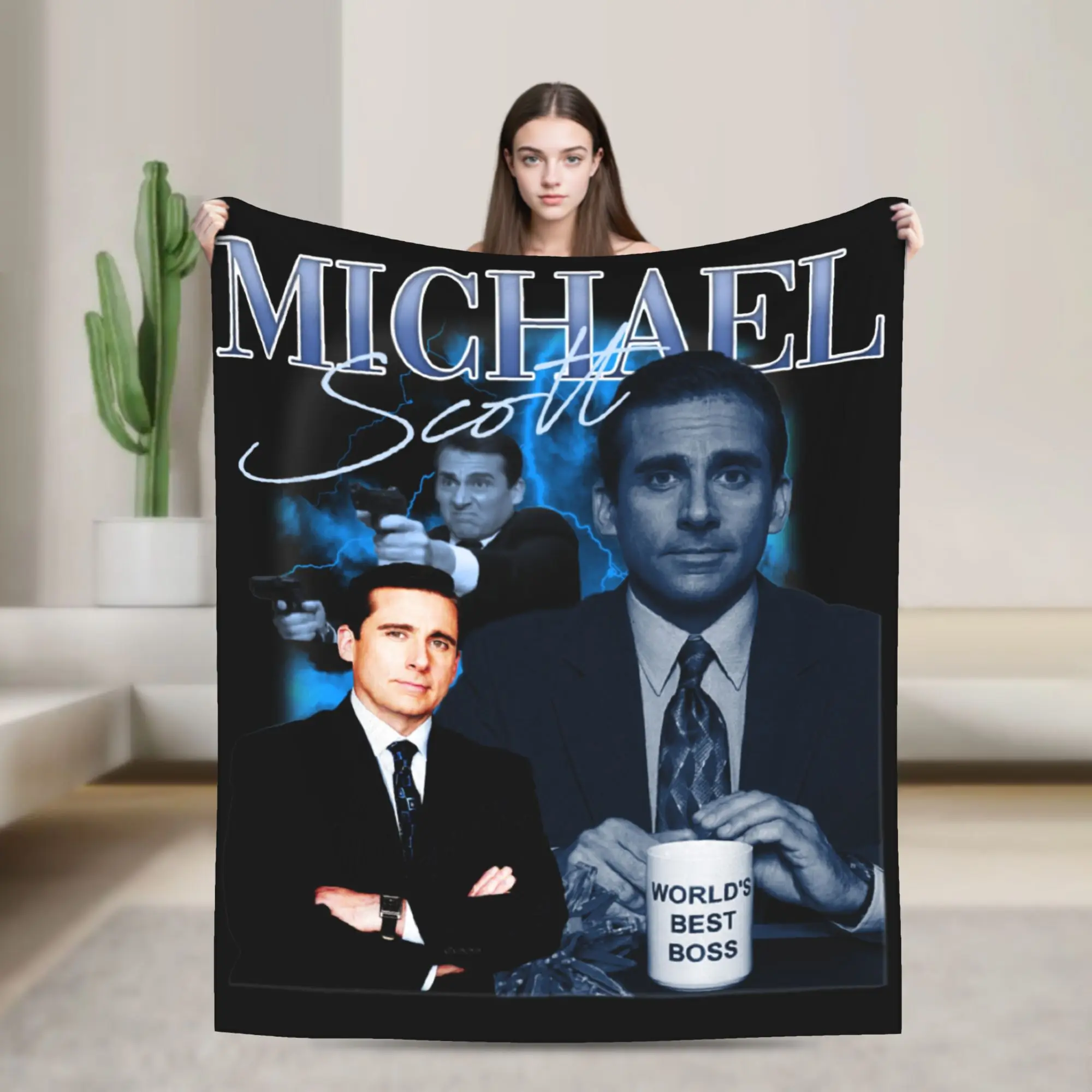 Michael Scott 90's Vintage The Office Tv Show Blanket Coral Fleece Plush Textile Decor Throw Blankets for Bedding Travel Quilt