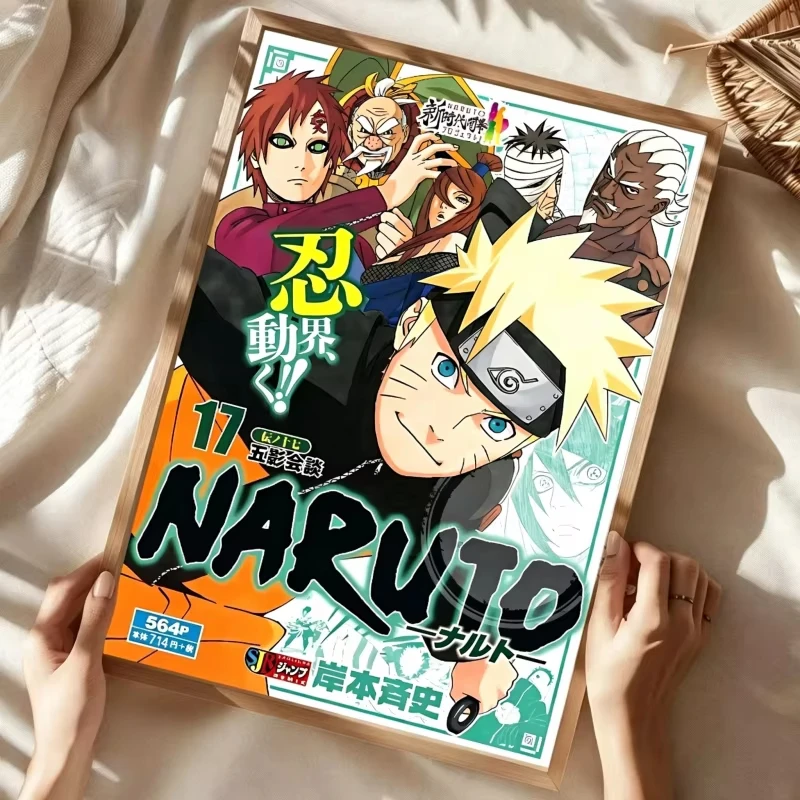 N-Naruto Anime Hot Blood Ninja Magazin-Cover Poster Leinwandgemälde für Zuhause Wohnzimmer Schlafzimmer Bar Café Wandkunst Dekoration – Detail 5