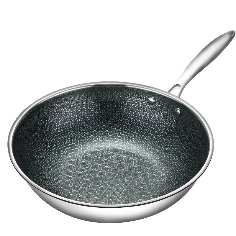 

Stainless Steel Fry Pan/Grill Oil No Lampblack Non Stick Pan Frying Pan Non Stick Honeycomb Wok Set Cookware