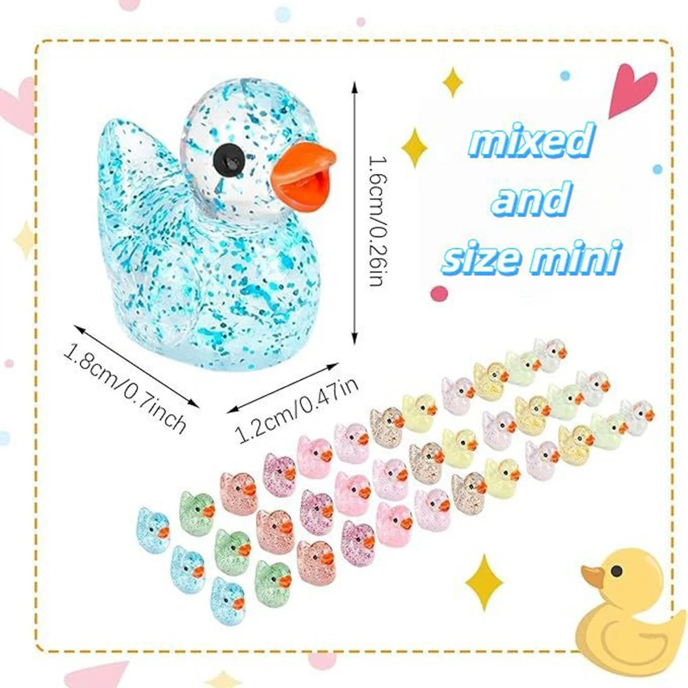 Mini Resin Glitter Ducks Transparent Sparkling Tiny Duck Figurines DIY Decor Micro Landscape Ornament Desktop Miniature Crafts view 5