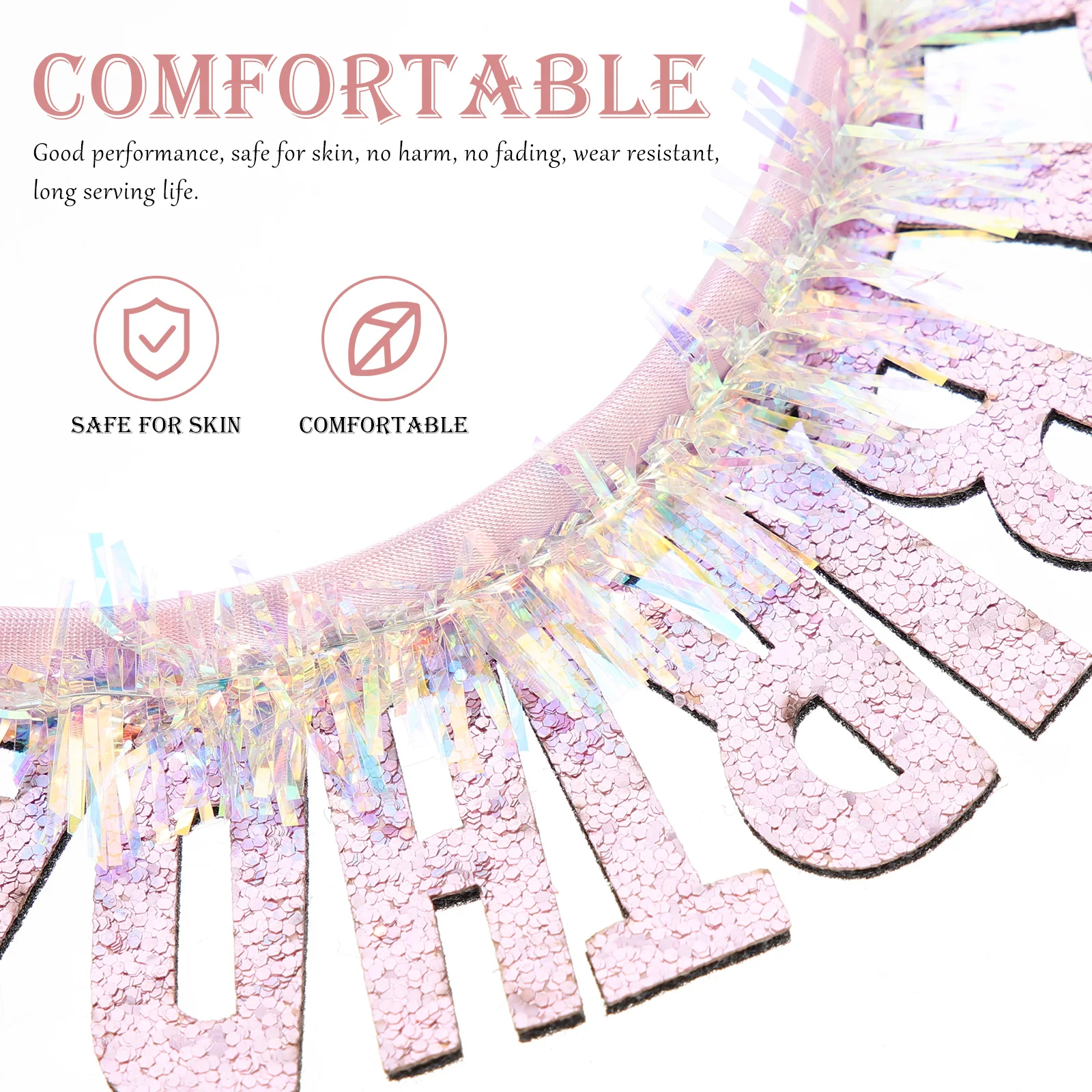 

Головной убор на день рождения с блестками, нежная шикарная повязка на голову, вечерние украшения для волос, привлекательная сверкающая безопасная кожа с блестками, не выцветает