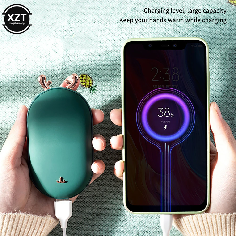 Winter Durable Useful Aluminum Alloy Heater Battery Pocket Warmer Portable USB Hand Warmer Cute for Mobile Power Hands Warmer