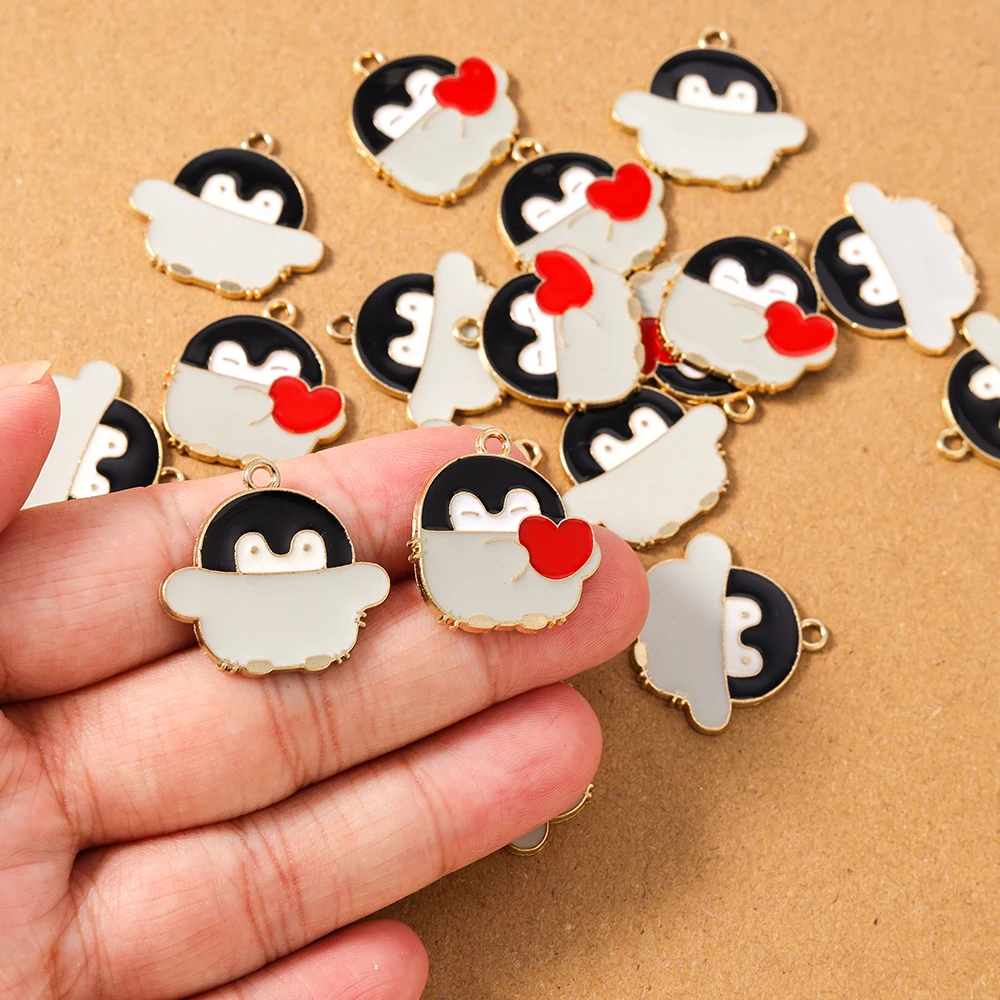 10pcs Lovely Enamel Animal Penguin Charms Pendants for Jewelry Making Necklace Earrings DIY Bracelet Accessories Supplies